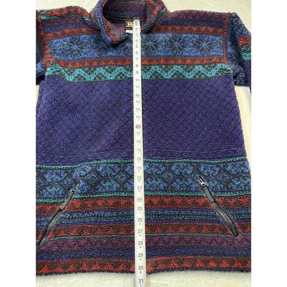 Helly Hansen VTG Purple Furry Fleece Snowflake 1/4 Zip Jacket Sz L Made In USA - Picture 6 of 7
